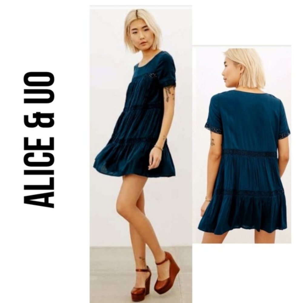 Alice & UO Pleated Crochet Mini Dress
